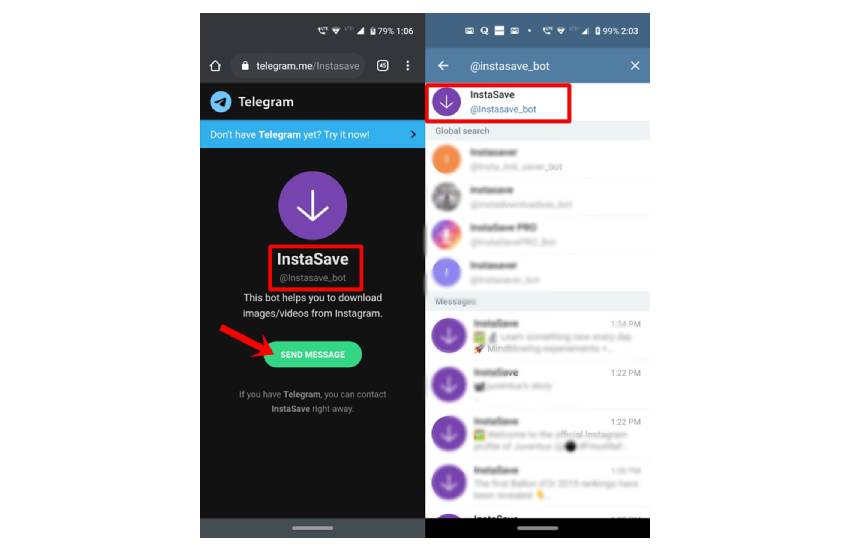 برنامه دانلود از اینستاگرام در تلگرام 