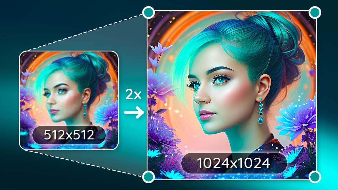 افزایش سایز تصویر زن