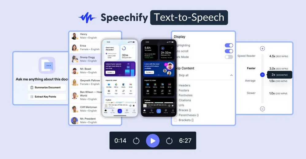 هوش مصنوعی صدای زن Speechify