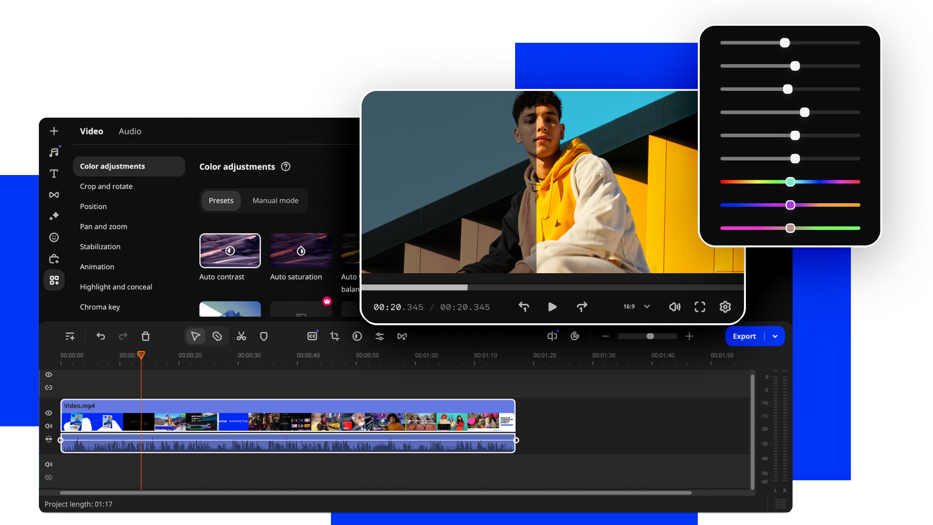 هوش مصنوعی بالا بردن کیفیت فیلم Movavi Video Editor