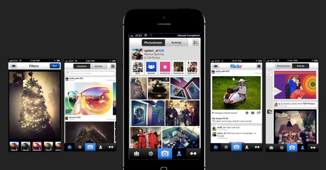 نمای صفحه های اپ فلیکر Flickr