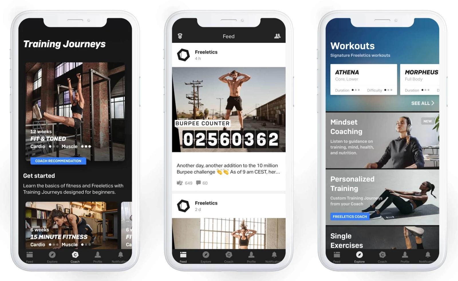 اپ ورزشی Freeletics در موبایل