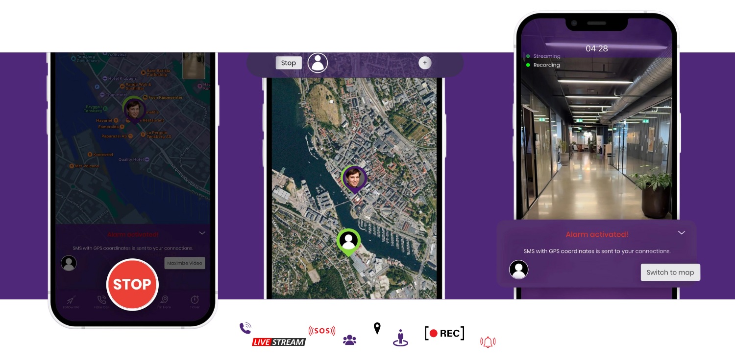 اپ bSafe روی موبایل