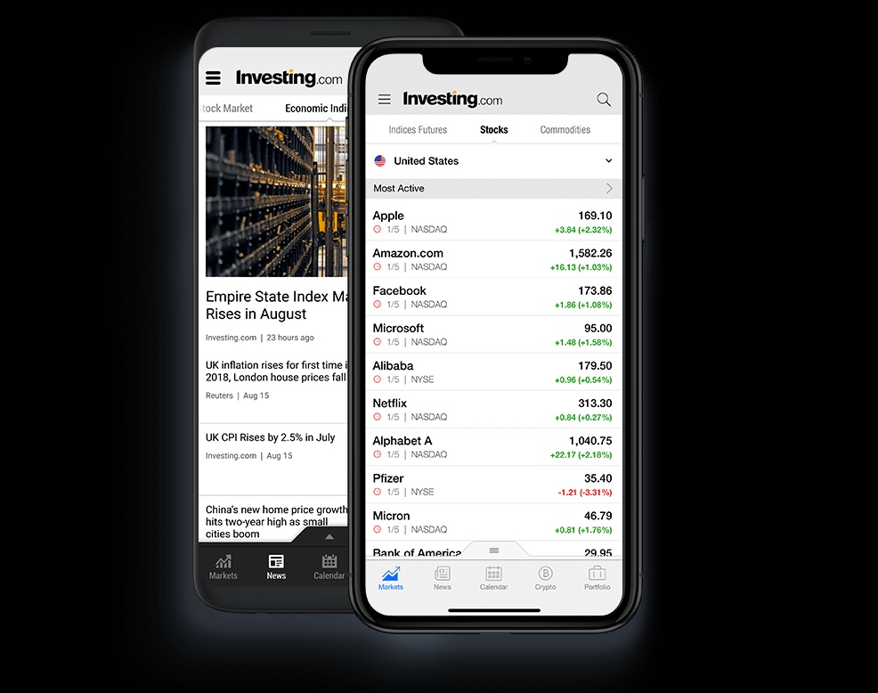 Investing.com روی موبایل