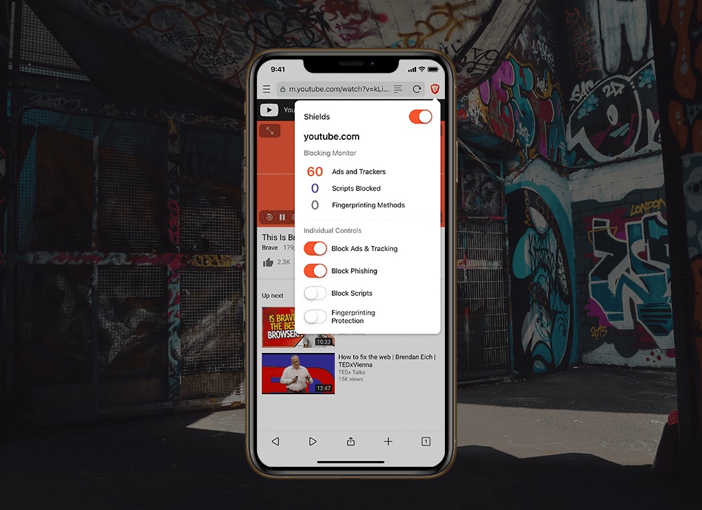 اپ مرورگر Brave Browser روی موبایل