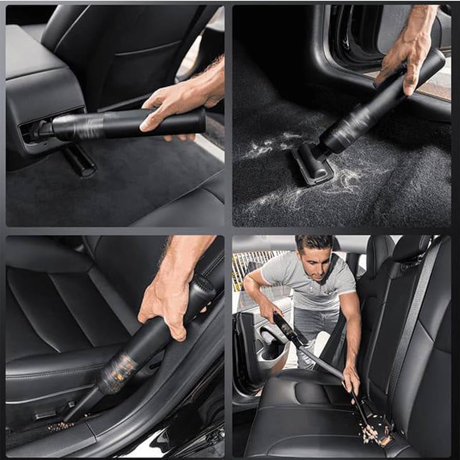 تمیز کردن ماشین با جارو برقی شارژی