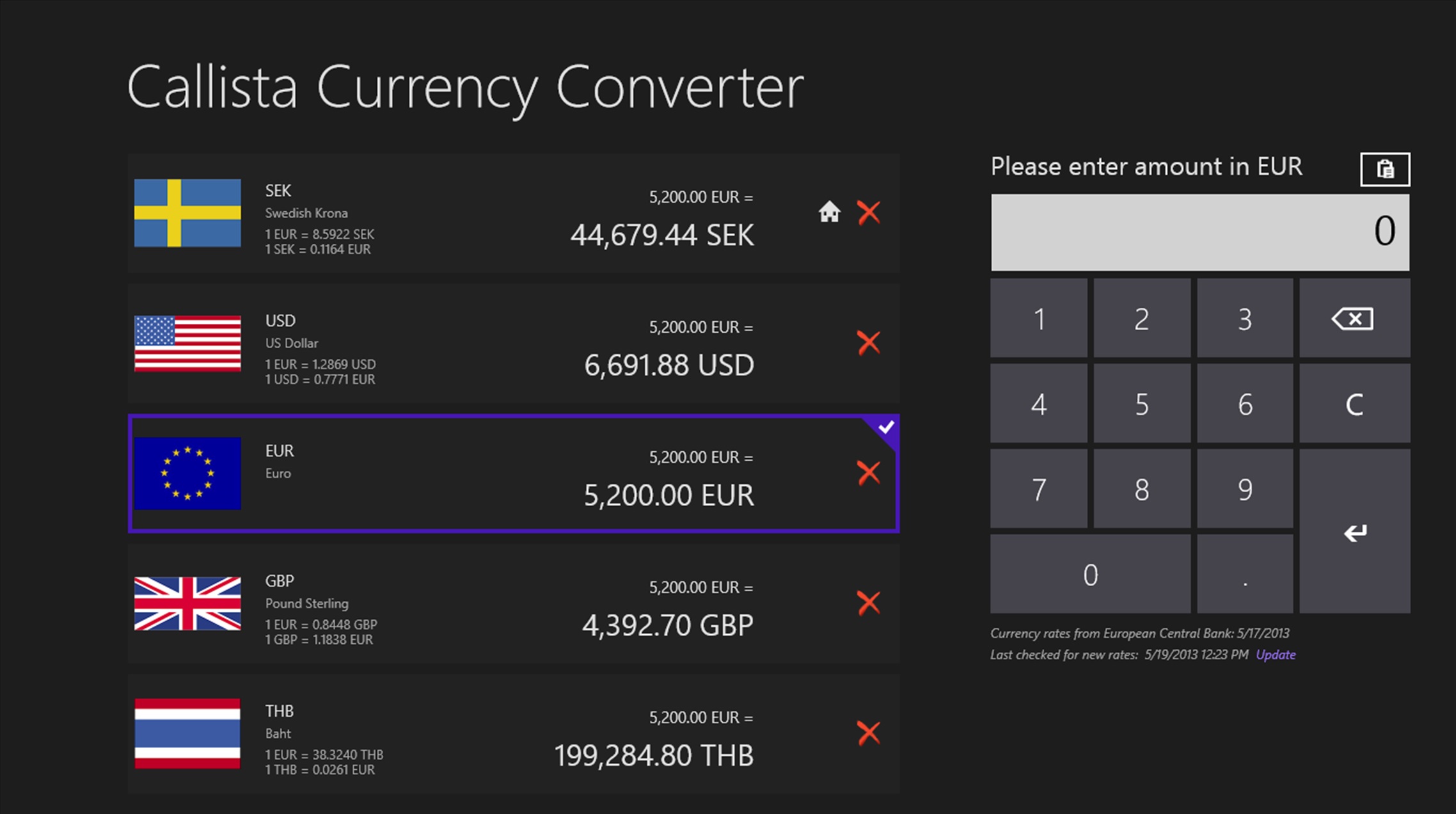اپ قیمت ارز Callista Currency Converter