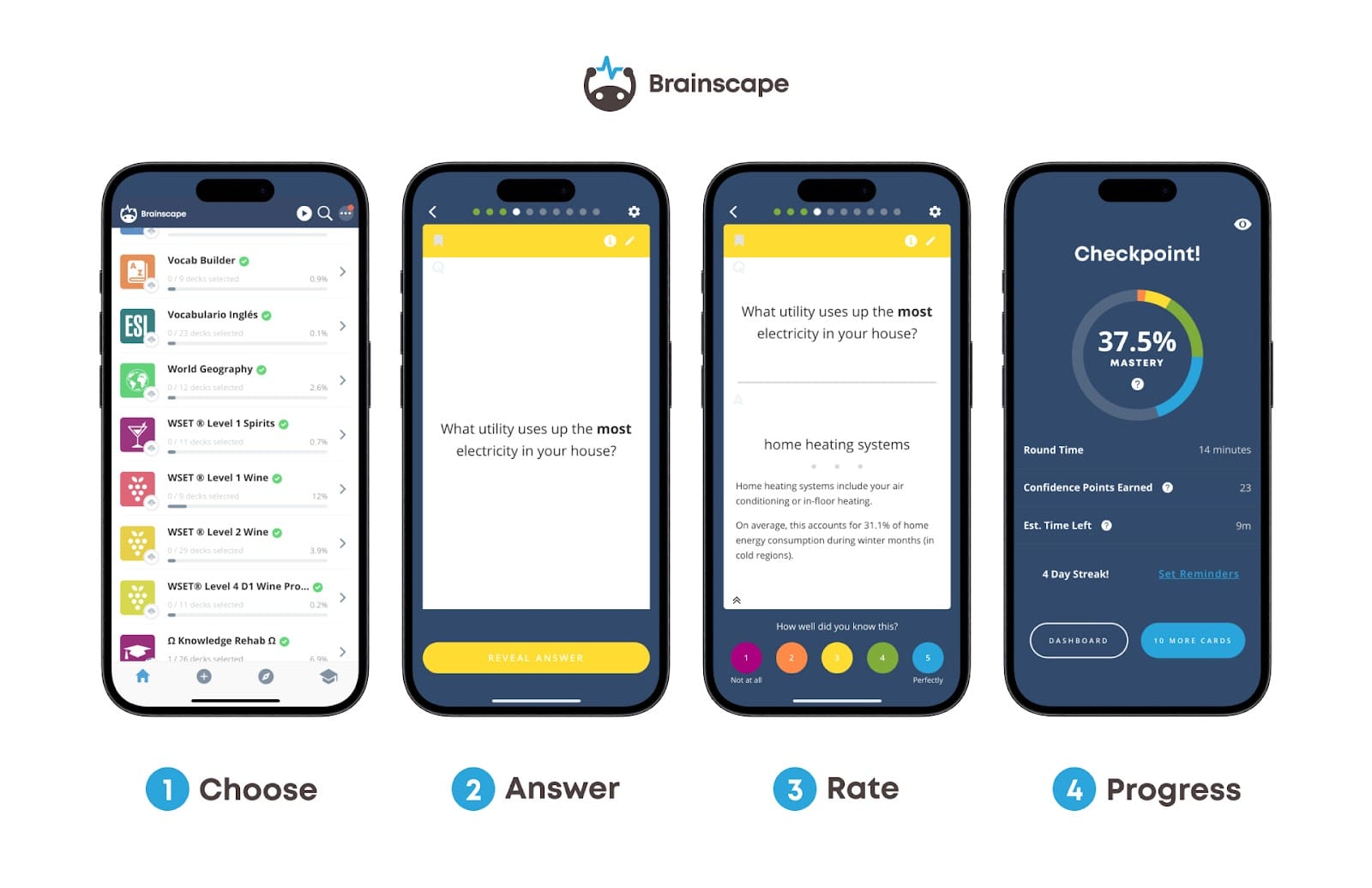 اپ Brainscape در موبایل