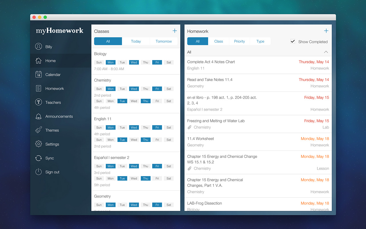اپ برنامه ریزی myHomework Student Planner