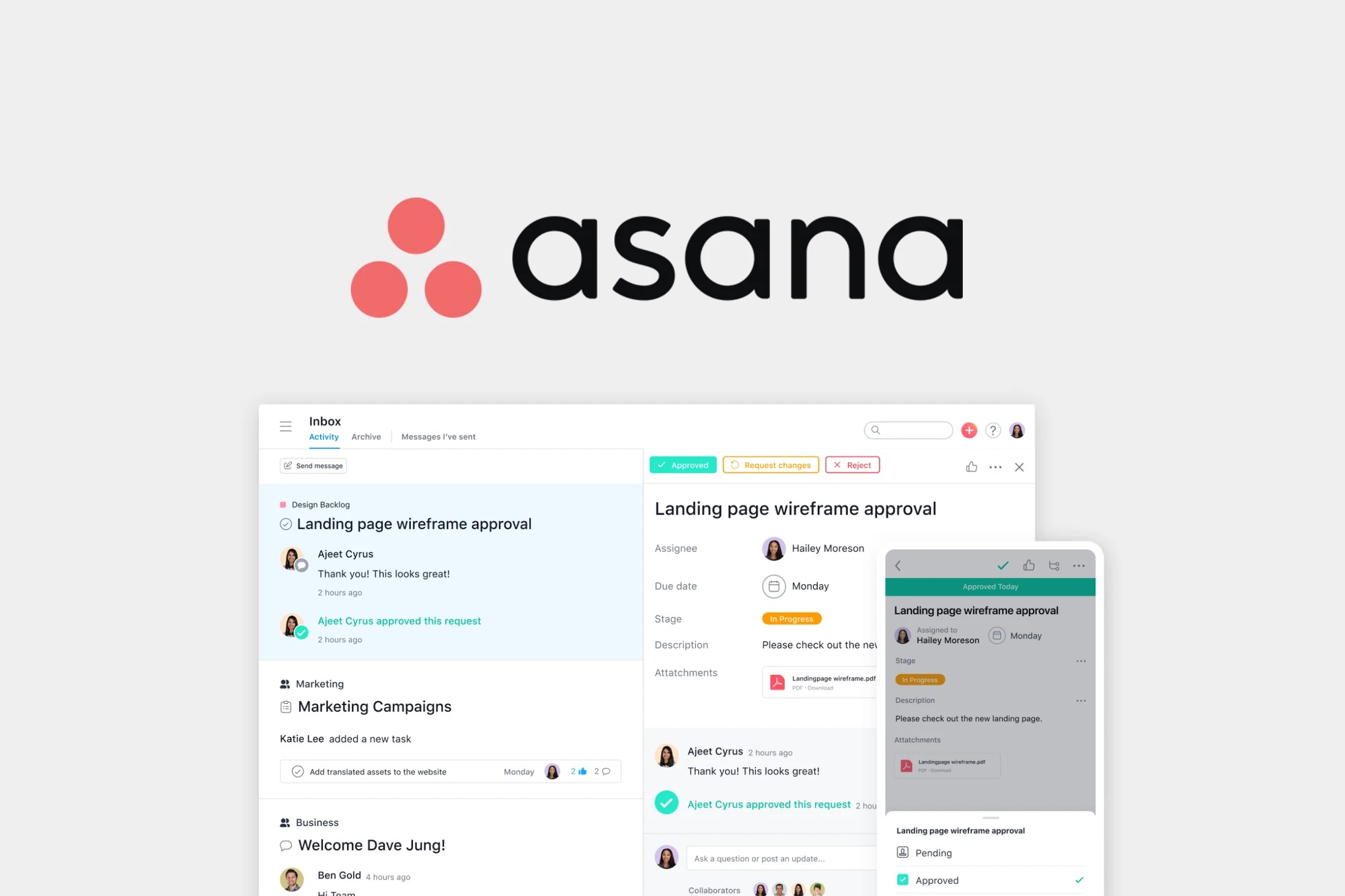 اپ Asana در موبایل